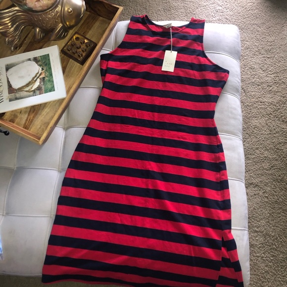 a new day Dresses & Skirts - NWT A New Day Red and Navy Striped Dress Sz XL